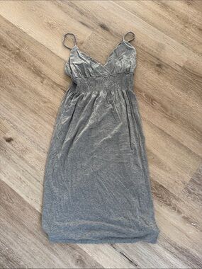 GAP Light Gray Smocked-Waist Spaghetti Strap Dress